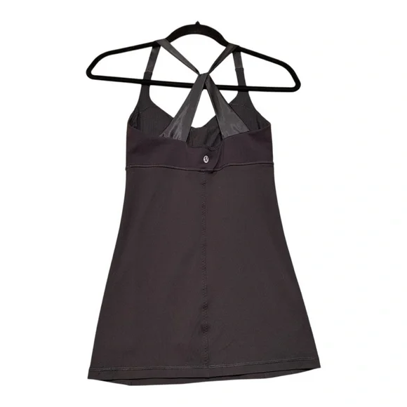 Lululemon Power Y Satin Strap Tank Top Black Size 4 Built-In Bra Yoga Activewear - Picture 3 of 4